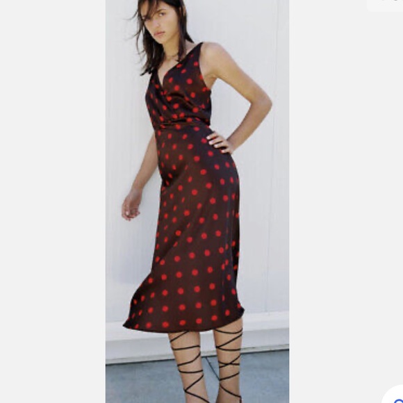 NWOT Zara Red Polka Dot Midi Sleeveless Dress - Picture 2 of 8